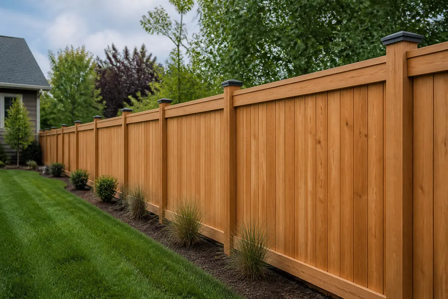 Fresh uniform fence line after replacement